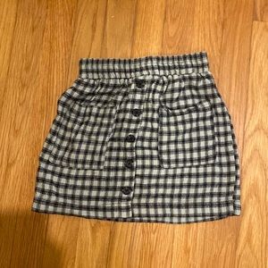 Mint green and black plaid skirt